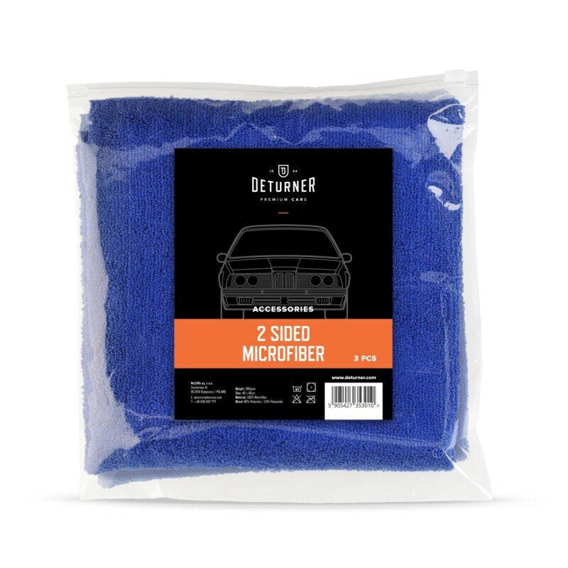 Mikrošķiedras lupatiņa auto kopšanai - DETURNER 2-sided MICROFIBER 40x40cm 3pcs (3gab)  Image