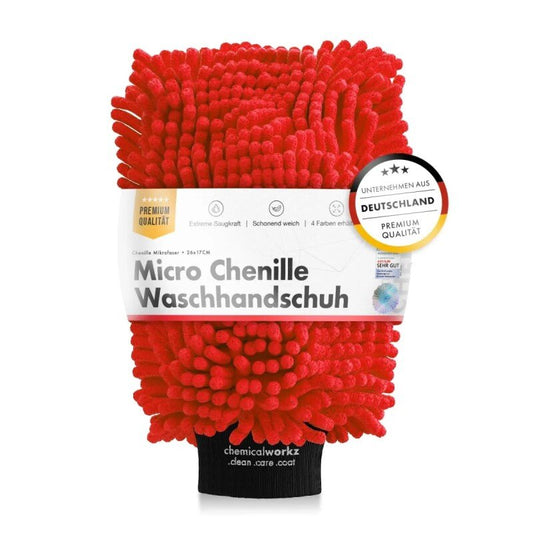 CHEMICALWORKZ CHENILLE WASH MITT RED - Mikrošķiedras mazgāšanas cimds