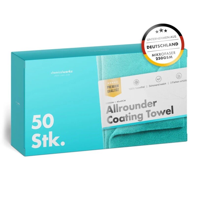CHEMICALWORKZ ALLROUNDER COATING TOWEL 250GSM, 40x40cm 50gab., mikrošķiedras dvielis